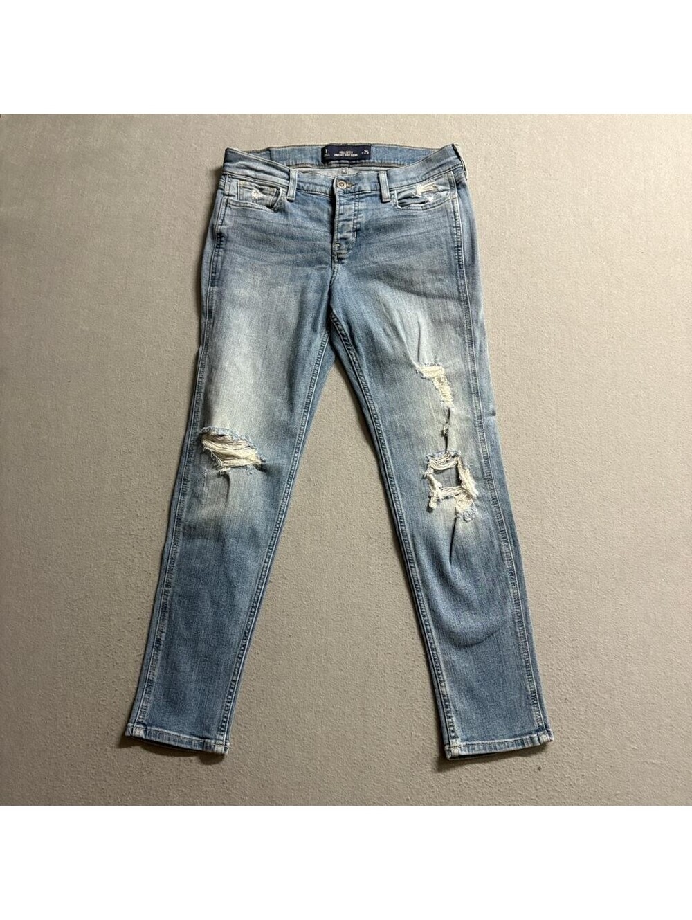 Hollister Vintage Boyfriend Jeans Womens 1 W25 Distressed Ripped Blue Denim